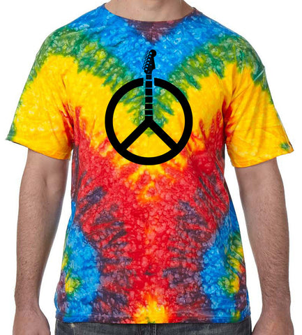 Guitar Peace Sign Woodstock Tie Dye T-shirt