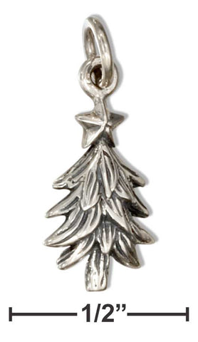 Silver Christmas Tree Charm with Star