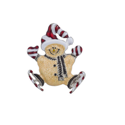 Christmas Xmas Cute Skiing Glitter Snowman